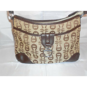 Etienne Aigner Handbag Purse Tote signature logo canvas and leather